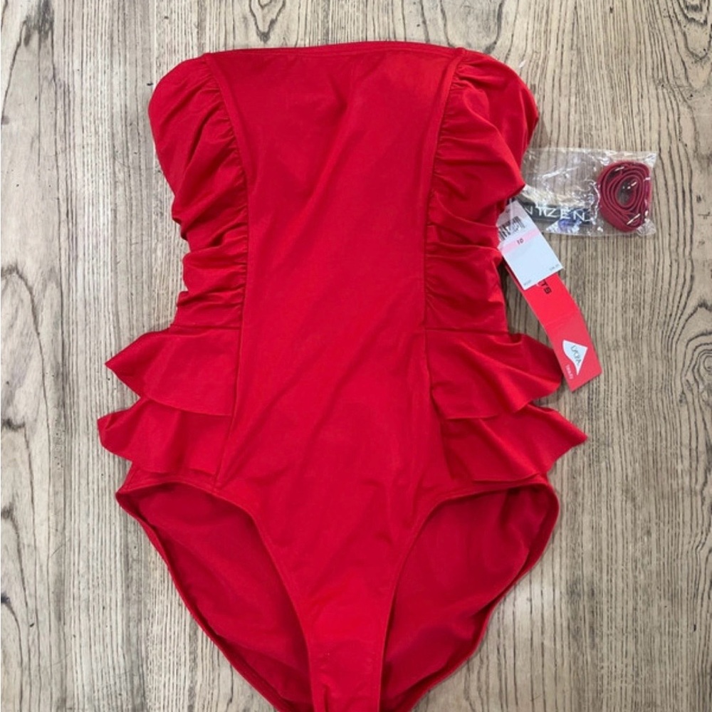 Jantzen Red Ruffled One-Piece Swimsuit